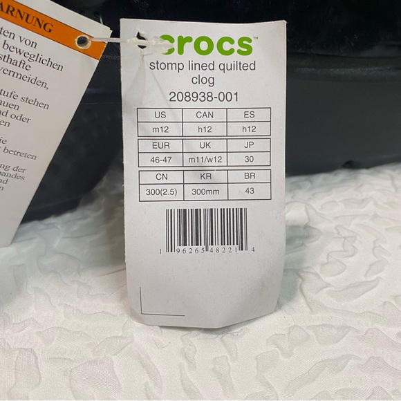 Crocs Stomp Lined Quilted Clog Black Men’s 12 Women’s 14 NEW - Picture 10 of 10